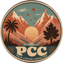 Palm Canyon Consulting badge — palm and maple flanking snowy peaks